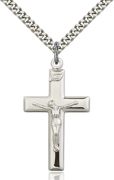 Sterling Silver Crucifix Polished 24"