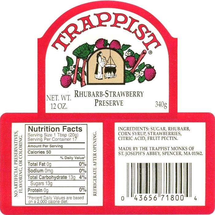 Trappists Preserves - Rhubarb-Strawberry