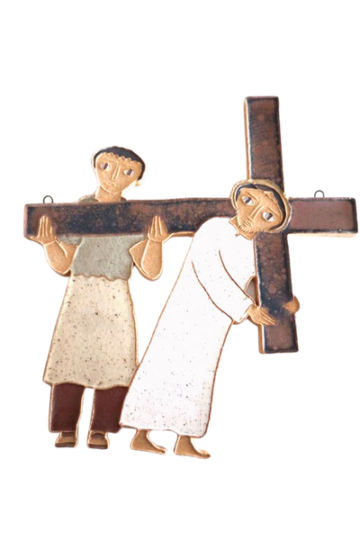 5th Station of the Cross-Simon Helps Jesus carry His Cross (Large)