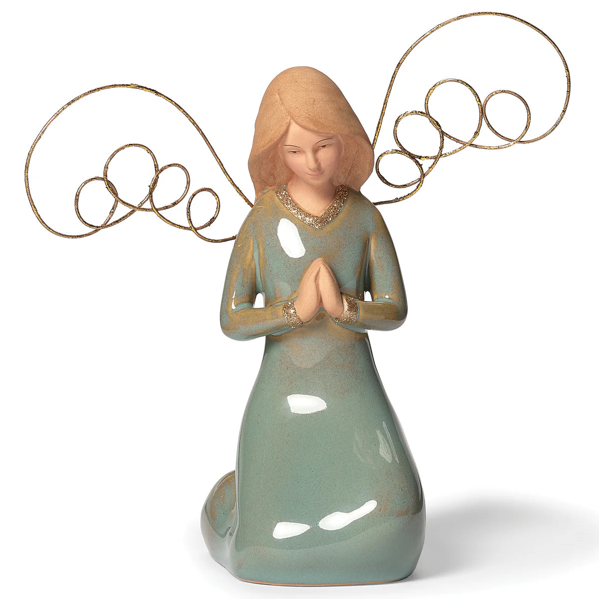 5.25"H Kneeling praying Angel Figure; Glazed Finish