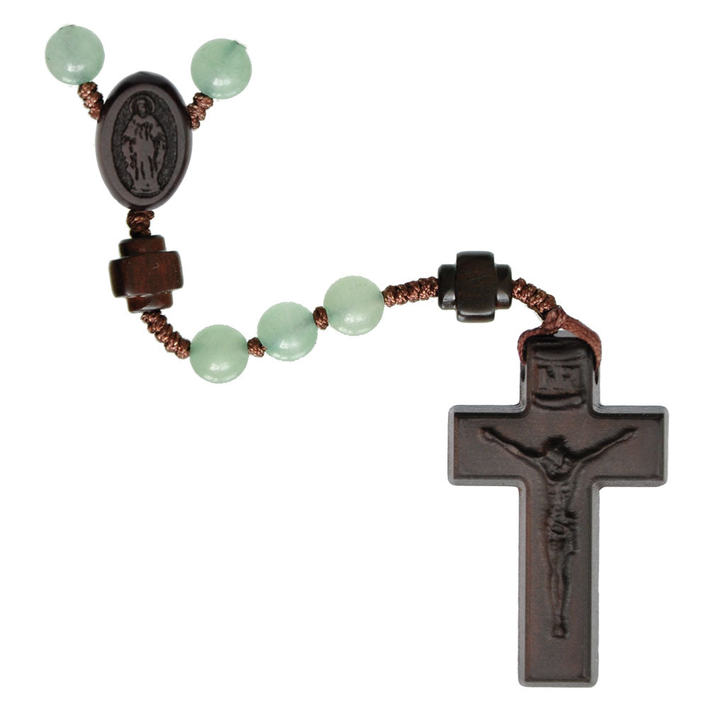 Rosary 5 Decade Green Jade/Jujube Wood 8mm