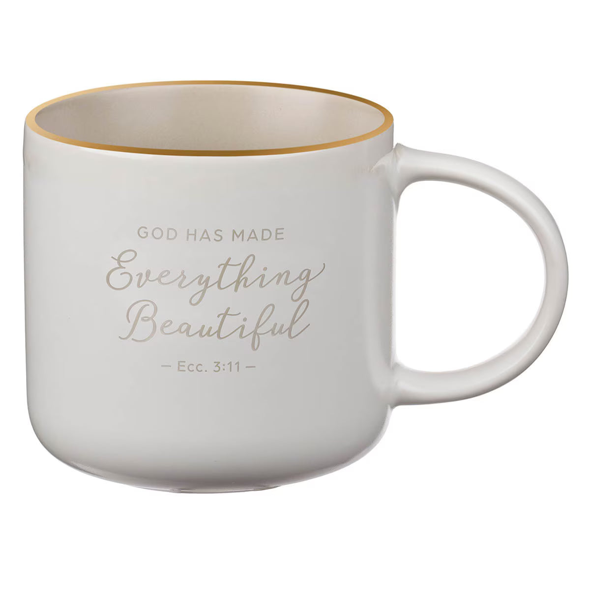 Everything Beautiful Taupe Ceramic Coffee Mug - Ecclesiastes 3:11