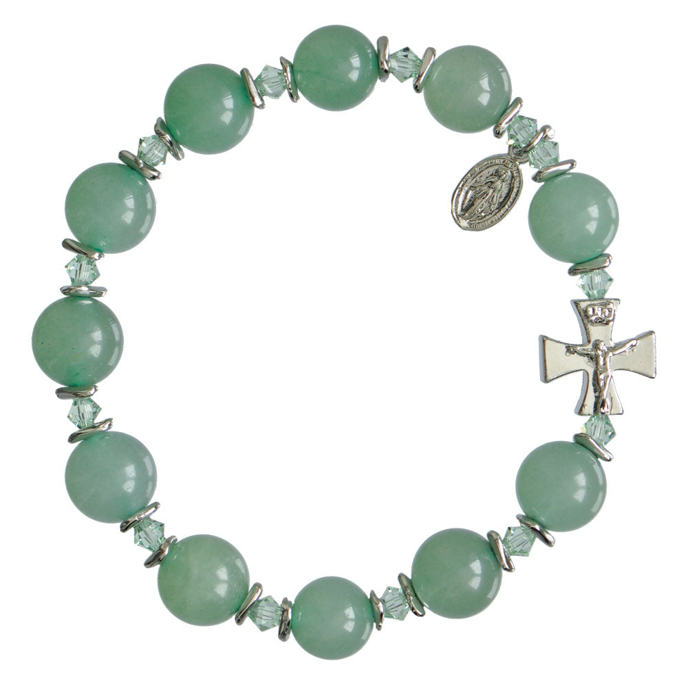 10mm Genuine Green Jade Rosary Bracelet