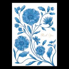 Blue Floral Thank You Card