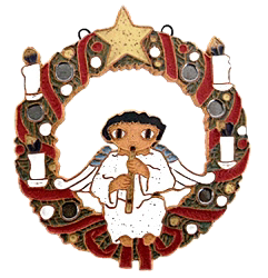 Christmas Wreath-Flute Angel