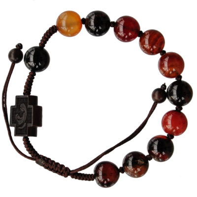 Rosary Bracelet Agate/Jujube Wood Adj 10mm