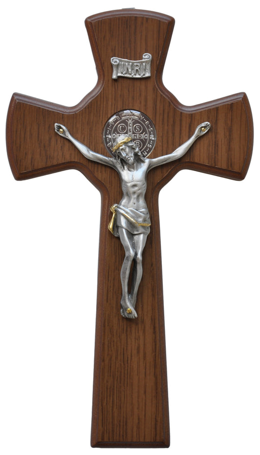 St Benedict Crucifix Wood/Pewter 10"